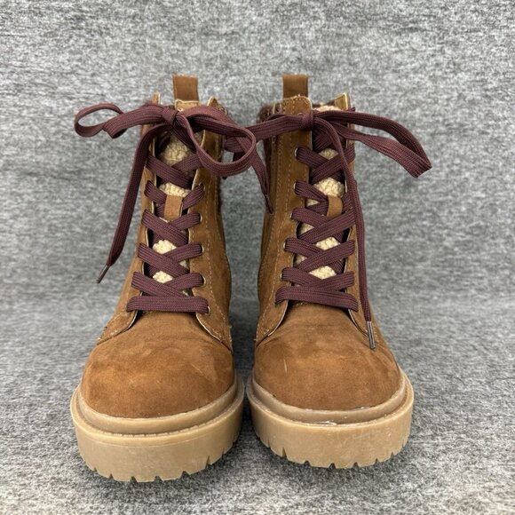 ✅Pop Collateral Boots Womens 6M Brown Faux Leather Block Heel Side Zip Shoes - Picture 6 of 10